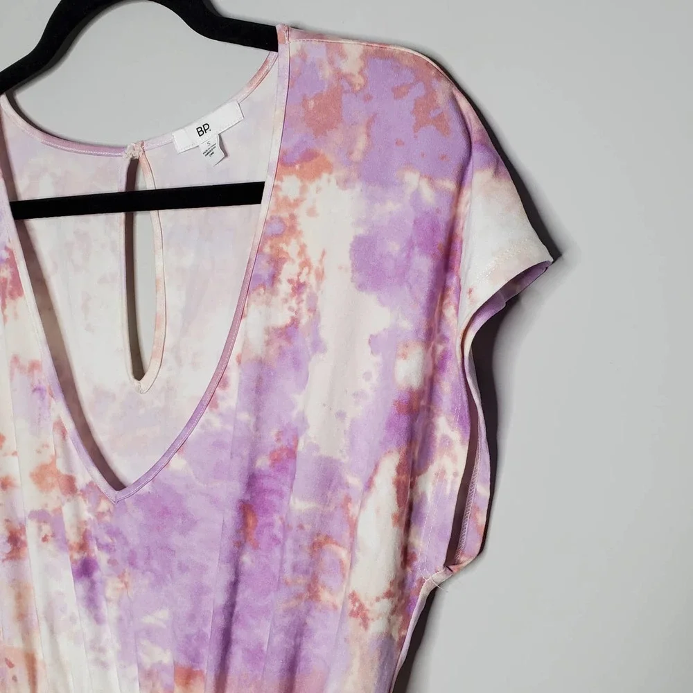 BP Purple White Pink Tie Dye V-Neck Short Sleeve Romper Sz Small S - Picture 4 of 8